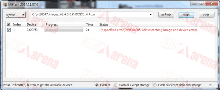 Cara Mengatasi Mi Flash Tool Error Missmatching image and device error